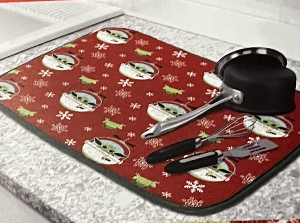 Christmas Star Wars The Mandalorian Baby Yoda Disney Kitchen Dish Drying Mat